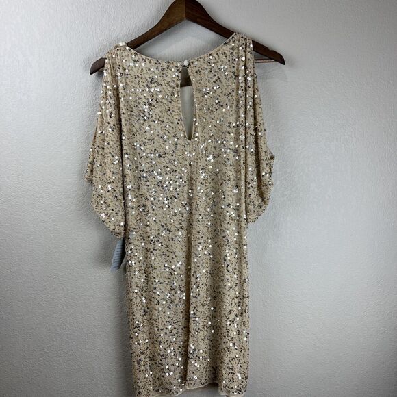 Aidan Mattox Dress Women 4 gold Beaded Sequin Mini Embellished - Picture 3 of 10